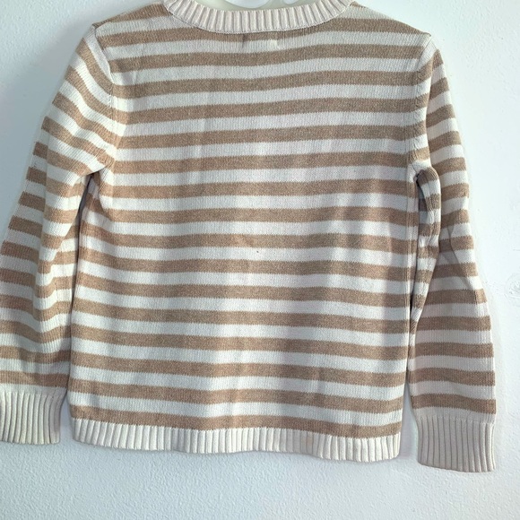 Old Navy Girls Sz 10-12 Tan/White Striped ADORE Pullover Sweater - Picture 2 of 3